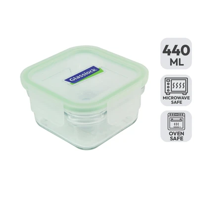 Gambar Glasslock Wadah Makanan Oven Smart Square 440 ml Transparan Random