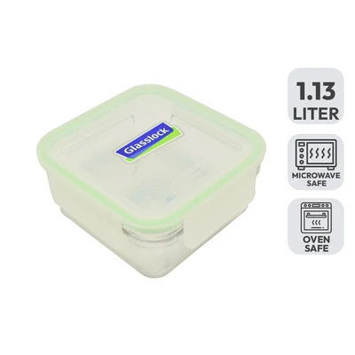 Gambar Glasslock Wadah Makanan Oven Smart Square 1.13 Liter Transparan Random
