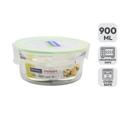 Gambar Glasslock Wadah Makanan Oven Smart Round 900 ml Transparan Random