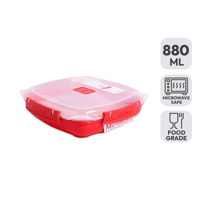 Gambar Sistema Wadah Makanan Plate Microwave 880 ml - Merah