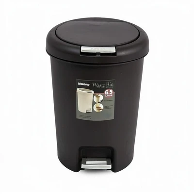 Gambar Krisbow Tempat Sampah Pedal Plastik Round 6.5 Liter - Cokelat Tua