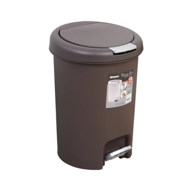 Gambar Krisbow Tempat Sampah Pedal Plastik Round 10 Liter - Cokelat Tua