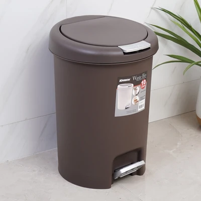 Gambar Krisbow Tempat Sampah Pedal Plastik Round 10 Liter - Cokelat Tua