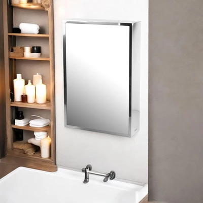Gambar Fosa Kabinet Kamar Mandi Dengan Cermin & Gantung - Silver