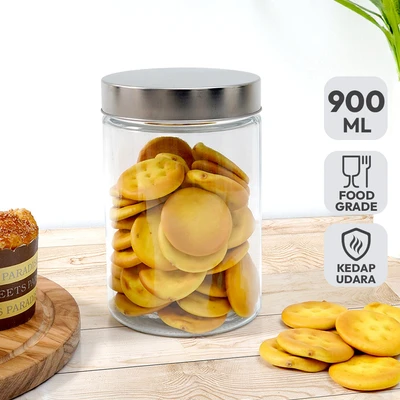Gambar Picas Stoples Kaca Dengan Tutup 900 ml Transparan - Silver