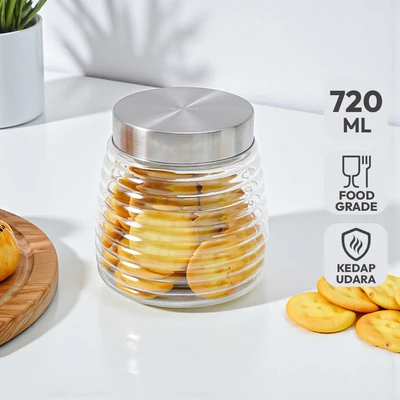 Gambar Picas Stoples Kaca Dengan Tutup 720 ml Transparan - Silver