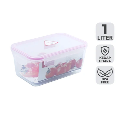 Gambar Delicia Wadah Makanan Rectangular 1 Liter - Pink