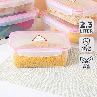 Gambar Delicia Wadah Makanan Rectangular 2.3 Liter - Pink