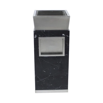 Gambar Krisbow Tempat Sampah Asbak Tutup Tekan Marmer & Stainless Steel 65 Liter - Hitam