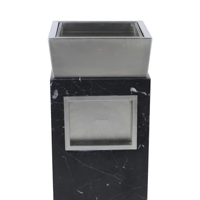 Gambar Krisbow Tempat Sampah Asbak Tutup Tekan Marmer & Stainless Steel 65 Liter - Hitam