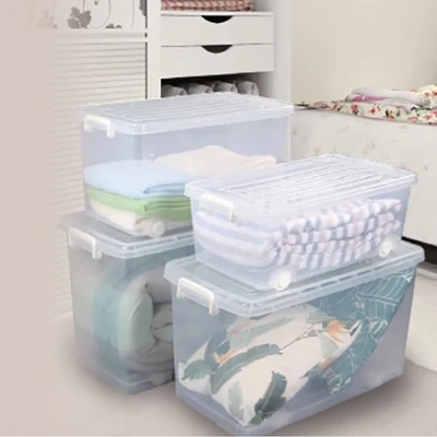 Gambar Stora Kotak Penyimpanan Dengan Tutup & Roda 69x46x43 cm