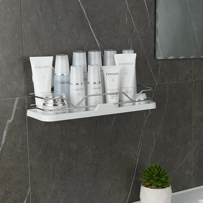 Gambar Stora Rak Dinding Kamar Mandi Suction - Putih/Chrome