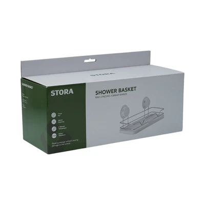 Gambar Stora Rak Dinding Kamar Mandi Suction - Putih/Chrome