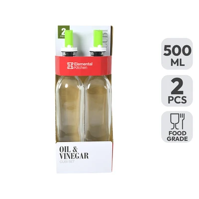 Gambar Kris Botol Minyak & Cuka Kaca 500 ml Set 2 Pcs Transparan
