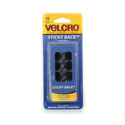 Gambar Velcro Coins Sticky Back Tape 1.59 cm 15 Set - Hitam