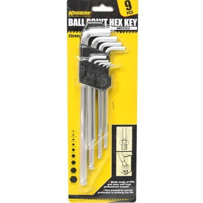Gambar Krisbow Set Kunci L Hex Ballpoint 1.5-10 mm 30 cm 9 Pcs
