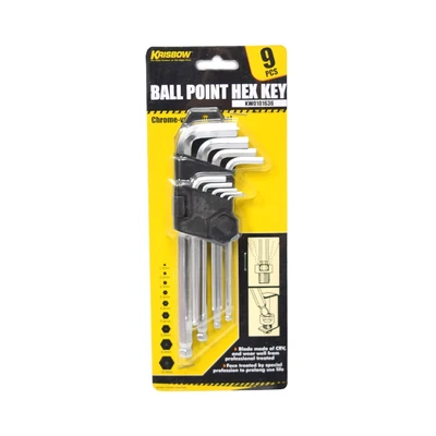 Gambar Krisbow Set Kunci L Hex Ballpoint 1.5-10 mm 25 cm 9 Pcs