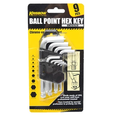 Gambar Krisbow Set Kunci L Hex Ballpoint 1.5-10 mm 20 cm 9 Pcs