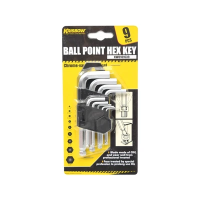 Gambar Krisbow Set Kunci L Hex Ballpoint 1/16-3/8 Inch 20 cm 9 Pcs