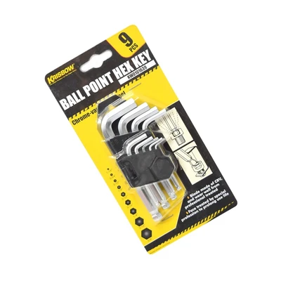 Gambar Krisbow Set Kunci L Hex Ballpoint 1/16-3/8 Inch 20 cm 9 Pcs