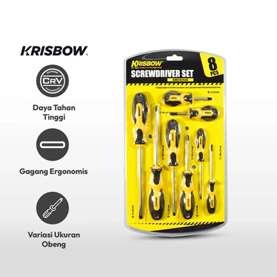 Gambar Krisbow Obeng Plus & Minus Set 8 pcs - Kuning