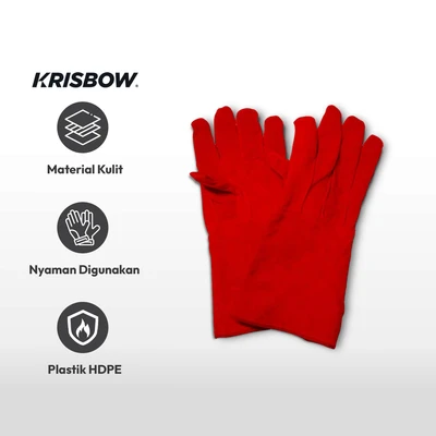Gambar Krisbow Sarung Tangan Pengaman Las Kulit 36 cm - Merah
