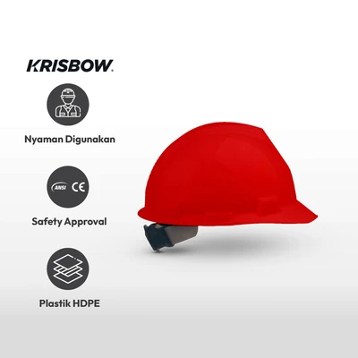 Gambar Krisbow Brim Helm Keselamatan Kerja Hdpe - Merah