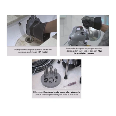 Gambar Krisbow Motor Alat Pembersih Pipa 10 cm - Abu-abu