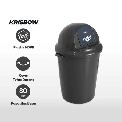 Gambar Krisbow Tempat Sampah Tutup Tekan Plastik 80 Liter - Hitam