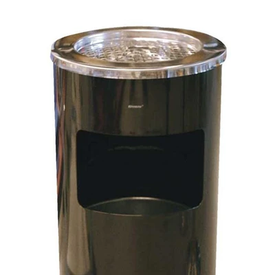 Gambar Krisbow Tempat Sampah Asbak Stainless Steel Round 30x30x65 cm - Hitam