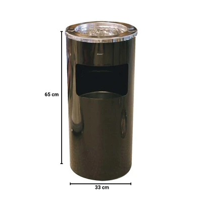 Gambar Krisbow Tempat Sampah Asbak Stainless Steel Round 30x30x65 cm - Hitam