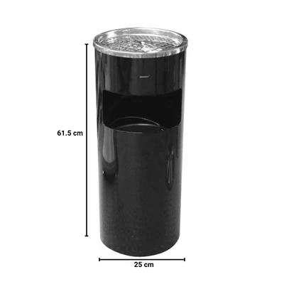 Gambar Krisbow Tempat Sampah Asbak Stainless Steel Round 25x25x61.5 cm - Hitam