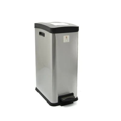 Gambar Krisbow Tempat Sampah Pedal Stainless Rectangle 30 Liter - Hitam/Silver Matt