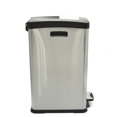 Gambar Krisbow Tempat Sampah Pedal Stainless Rectangle 30 Liter - Hitam/Silver Matt