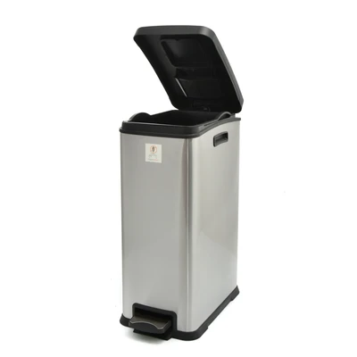 Gambar Krisbow Tempat Sampah Pedal Stainless Rectangle 30 Liter - Hitam/Silver Matt