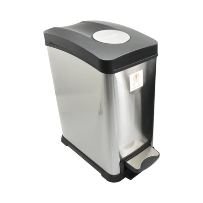 Gambar Krisbow Tempat Sampah Pedal Stainless Rectangle 12 Liter - Hitam/Silver Matt