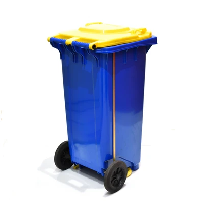 Gambar Krisbow Tempat Sampah Pedal Plastik Dengan Roda 120 Liter - Biru/Kuning