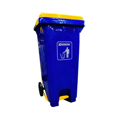 Gambar Krisbow Tempat Sampah Pedal Plastik Dengan Roda 240 Liter - Biru
