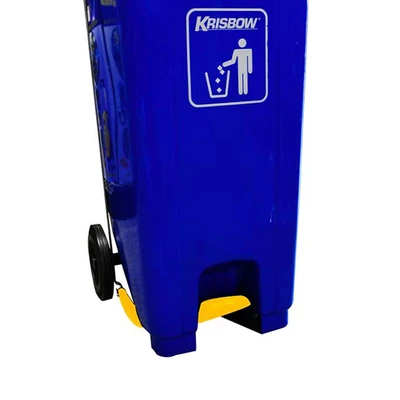 Gambar Krisbow Tempat Sampah Pedal Plastik Dengan Roda 240 Liter - Biru