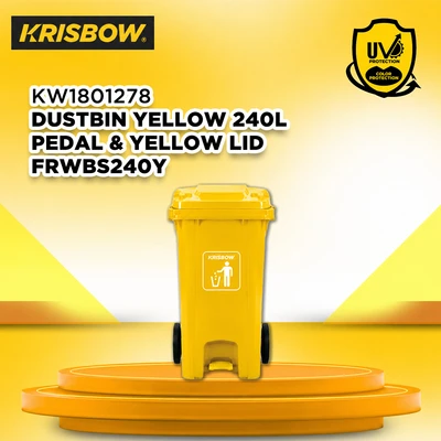 Gambar Krisbow Tempat Sampah Pedal Plastik Dengan Roda 240 Liter - Kuning