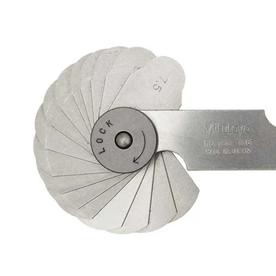 Mitutoyo 186-106 Radius Gage Set - 32 Pairs, Range 7.5mm To 15mm In 0.5mm Steps
