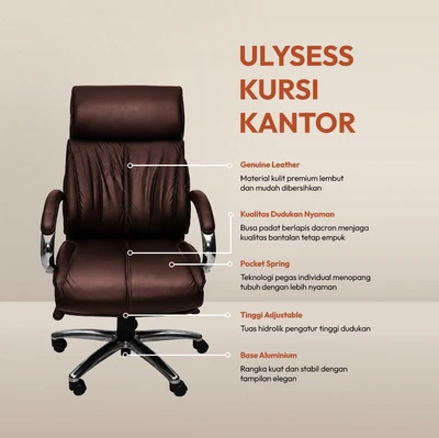 Gambar Informa Ulysses Kursi Kantor Sandaran Tinggi - Cokelat Tua