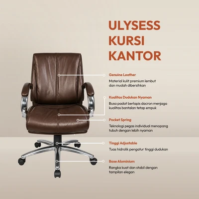 Gambar Informa Ulysses Kursi Kantor Sandaran Rendah - Cokelat Tua