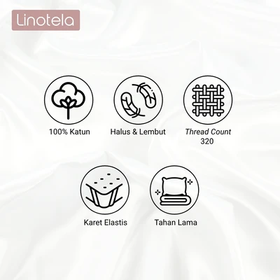 Gambar Linotela 180x200 cm Seprai King Katun - Putih