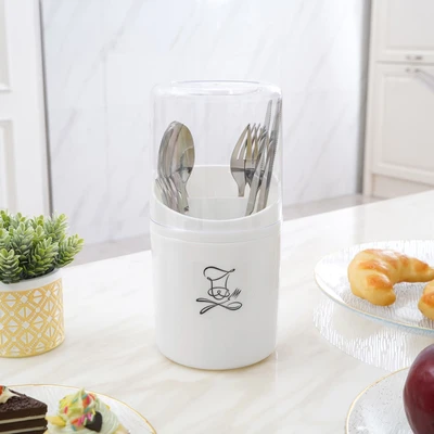 Gambar Appetite Bear Tempat Alat Makan Plastik Dengan Cover Round Big - Putih