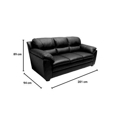 Gambar Informa Ziva Sofa Kulit 3 Seater - Hitam