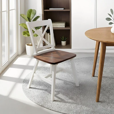 Gambar Informa Yelets Kursi Makan Kayu - Putih/Cokelat Walnut