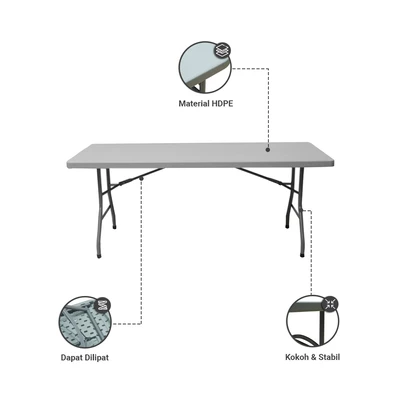 Gambar Zown Meja Lipat Serbaguna Xl180 - Abu Abu