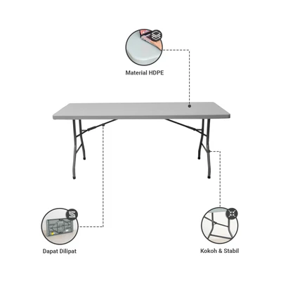 Gambar Zown Meja Lipat Serbaguna Xl150 - Abu Abu