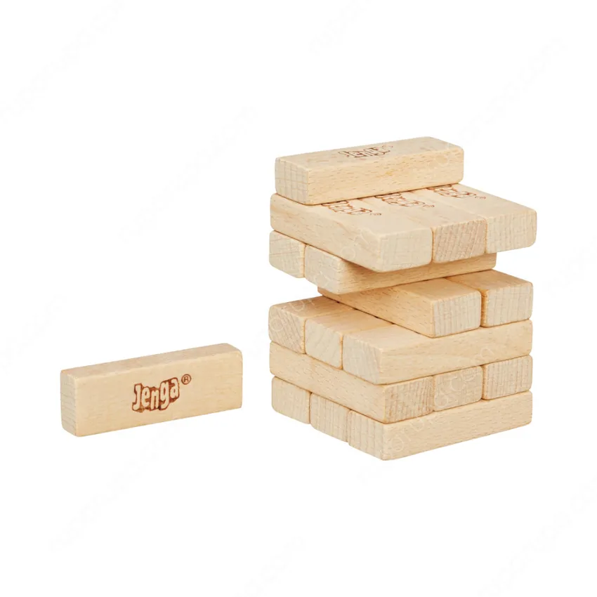 Hasbro Gaming Set Jenga Mini Stacking Blocks Cokelat Kayu